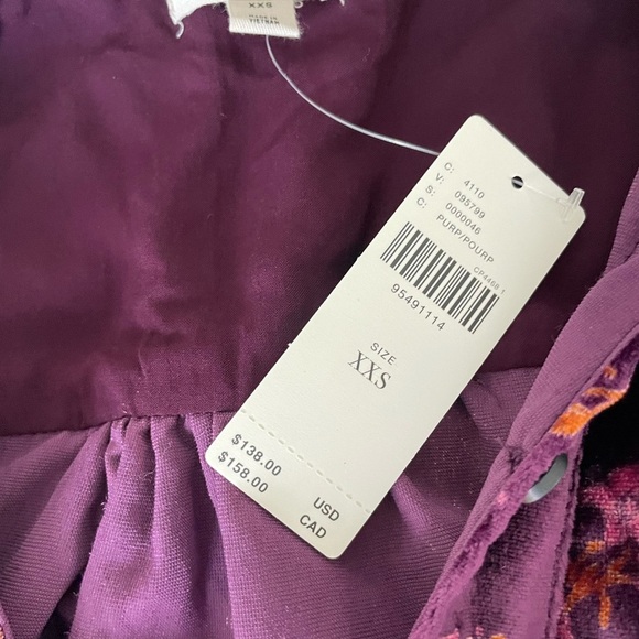 Anthropologie Pilcro Purple Velour Floral Buttoned Relaxed Blouse - Picture 9 of 14